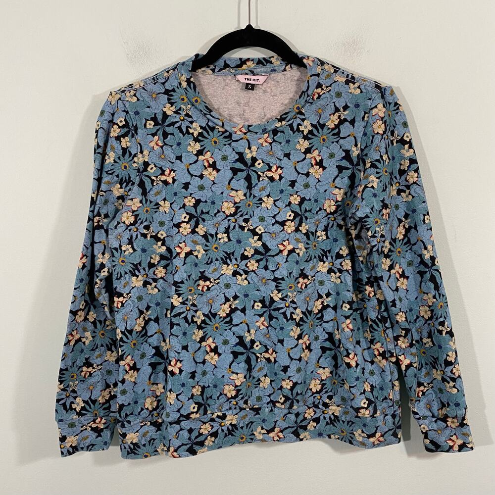 The Kit Women Multicolor Floral Print Crew Neck Pullover Sweatshirt Size S